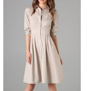 Club Monaco Fit and Flare Beige shirt Dress